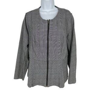 Torrid Black & White Houndstooth Peplum Full Zip Blazer Jacket Size 1X